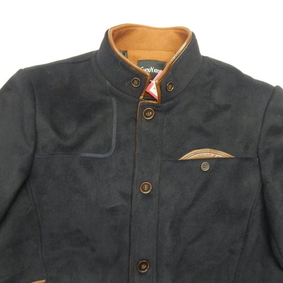 Mens Mandarin Collar Coat Winter Single Breasted P - Picture 3 of 13